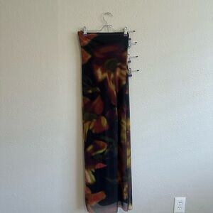 Zara Black Maxi Skirt with Bold Floral Print